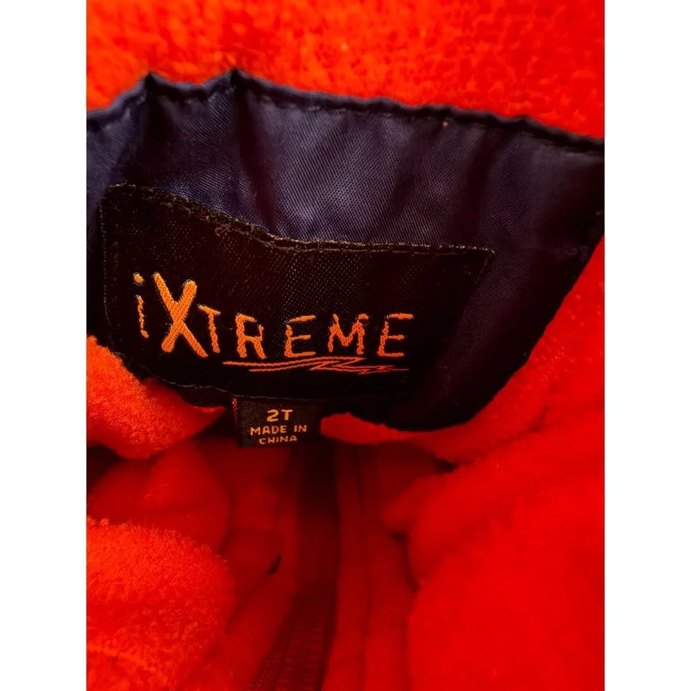 iXtreme‎ Expedition 75 Boys Toddler Puffer Jacket Blue Orange Plaid Hooded 2TEUC